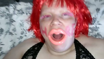 This SSBBW gagging slut loves being orally humiliated on camera